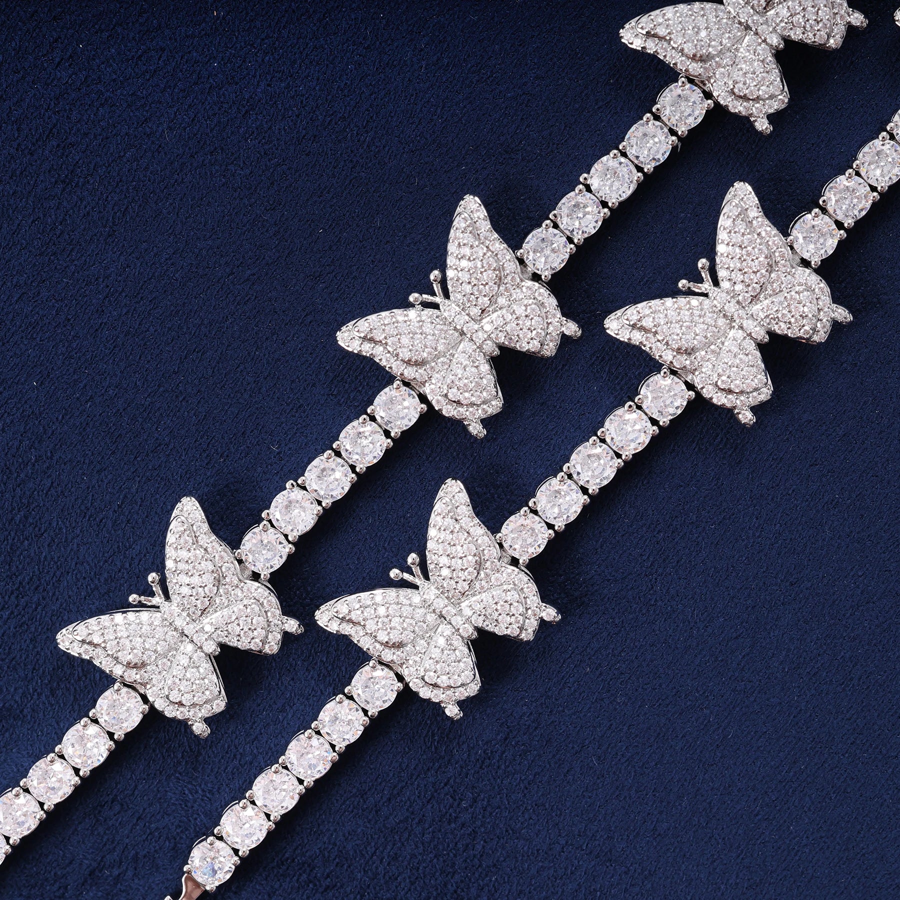 Elegant Women's 16mm Tennis Chain Iced Out Brass 5A+ Zircon Sparkling Butterfly Gold Plated Fine Jewelry