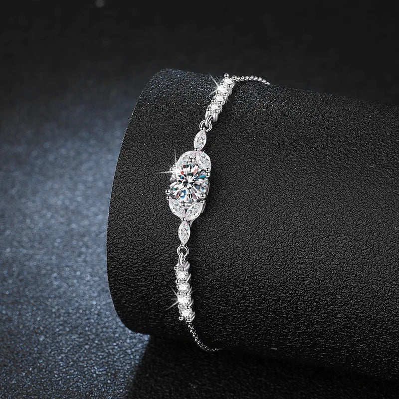 Elegant S925 Sterling Silver Moissanite Bracelet and Bangle Premium Jewelry Collection