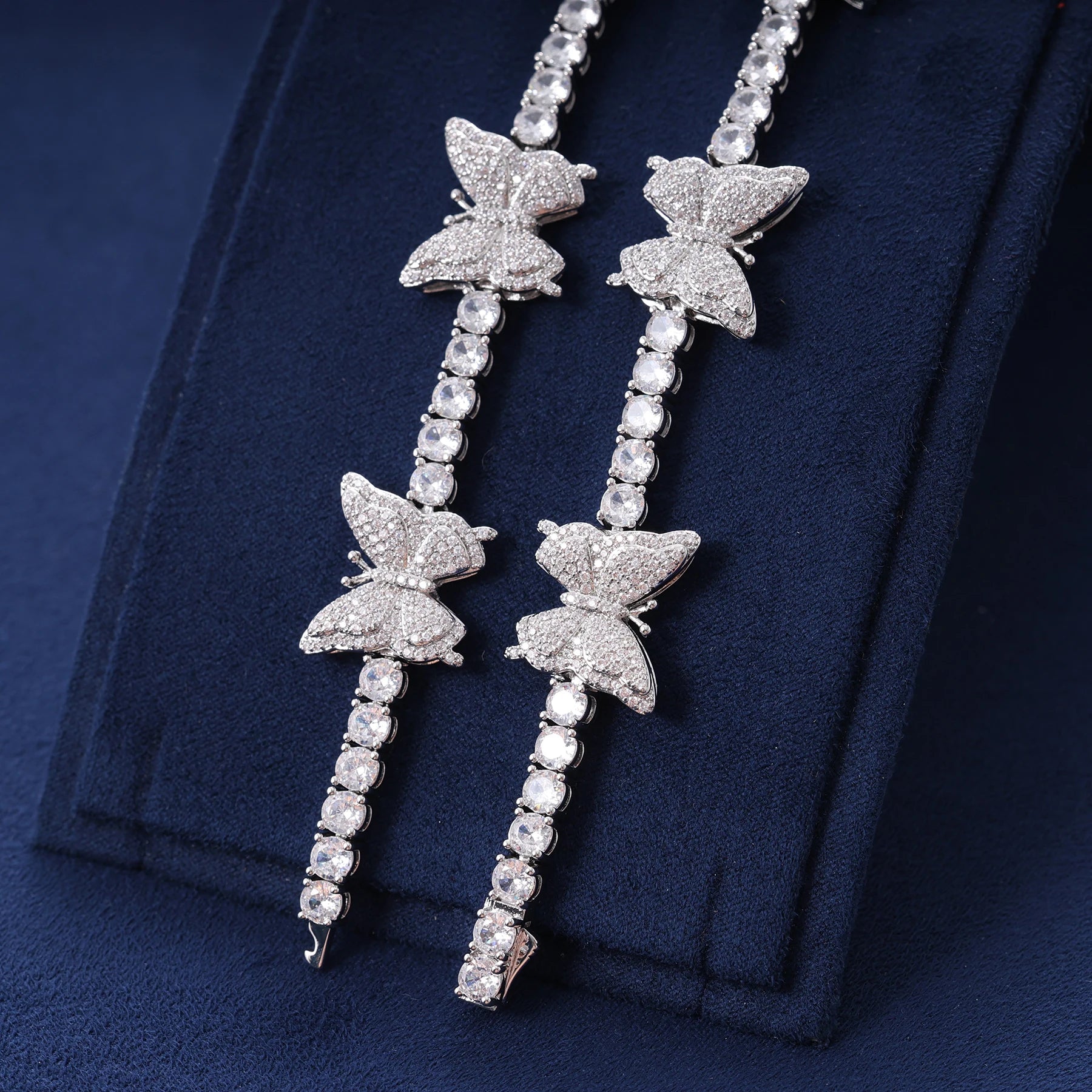 Elegant Women's 16mm Tennis Chain Iced Out Brass 5A+ Zircon Sparkling Butterfly Gold Plated Fine Jewelry