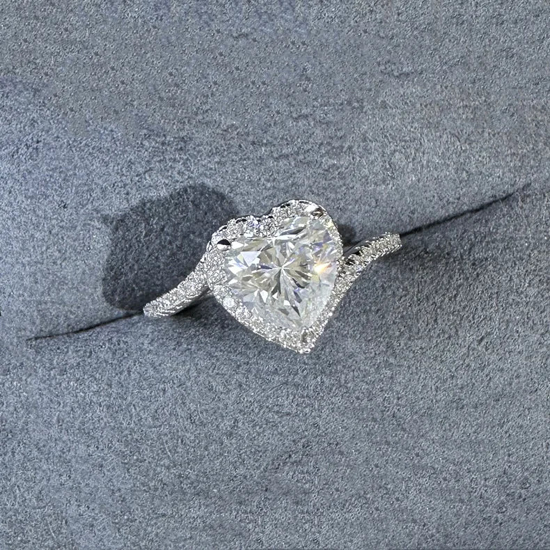 1.2 Carat 7mm Heart-Shaped Zircon S925 Sterling Silver Wedding Ring Fine Jewelry