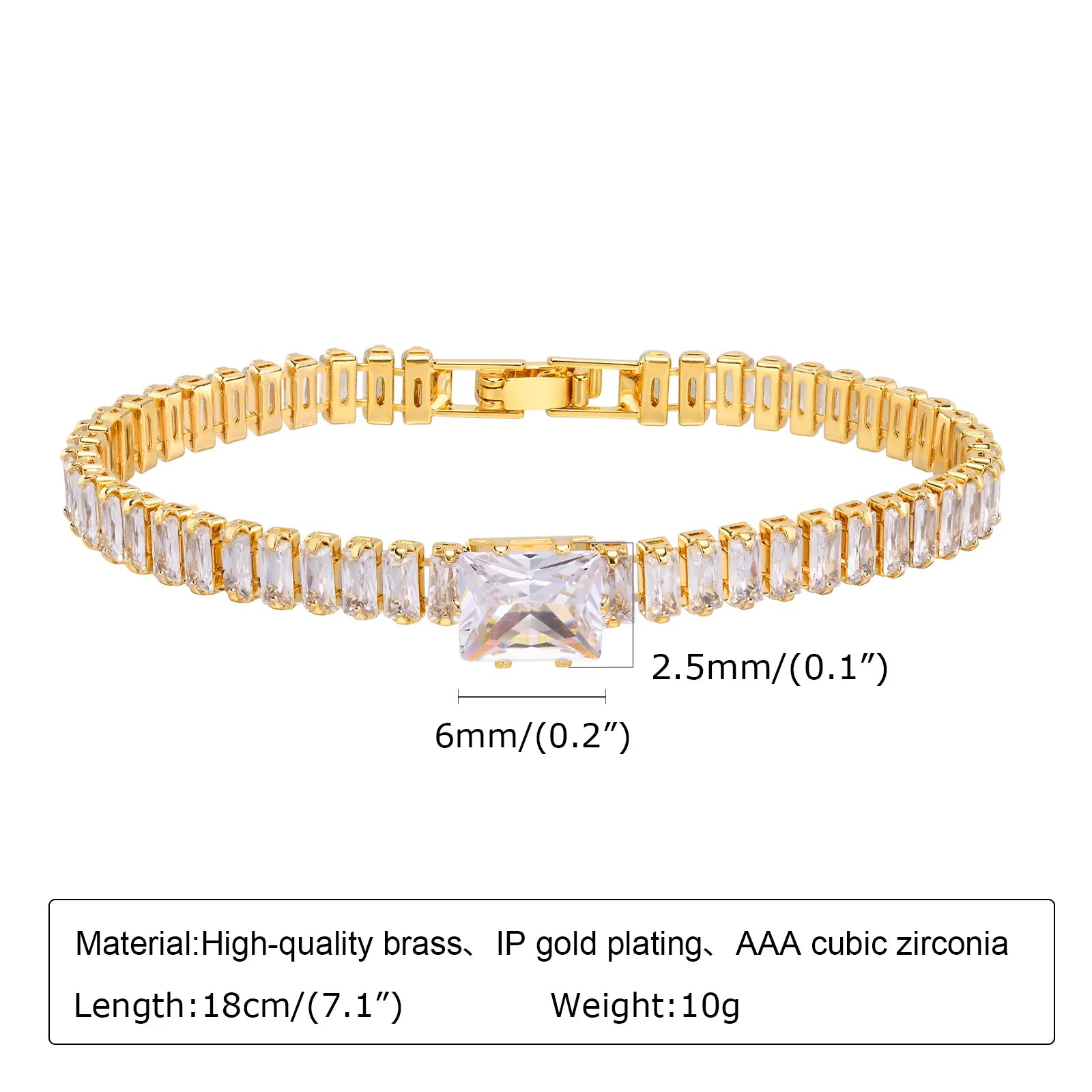 Paperclip Chain Bracelet 14K Gold Plated Cubic Zirconia Watch Strap Chunky Link Adjustable Stackable Jewelry For Women Girl Gift