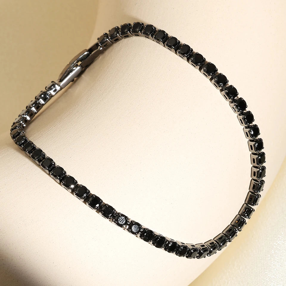 Uilz Exquisite Shiny Pink Black Zircon Decor Bracelets For Women Men Hip Hop Tennis Chain Fashion Party Jewelry Wholesale