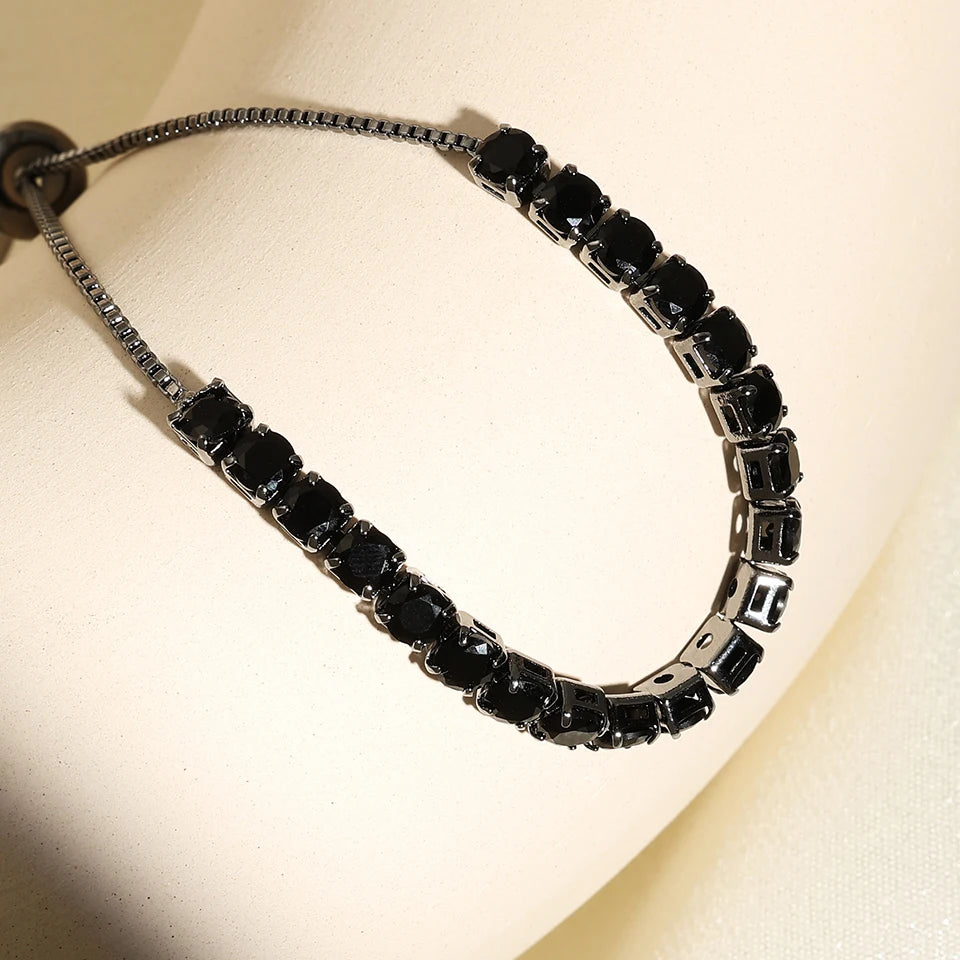 Uilz Exquisite Shiny Pink Black Zircon Decor Bracelets For Women Men Hip Hop Tennis Chain Fashion Party Jewelry Wholesale