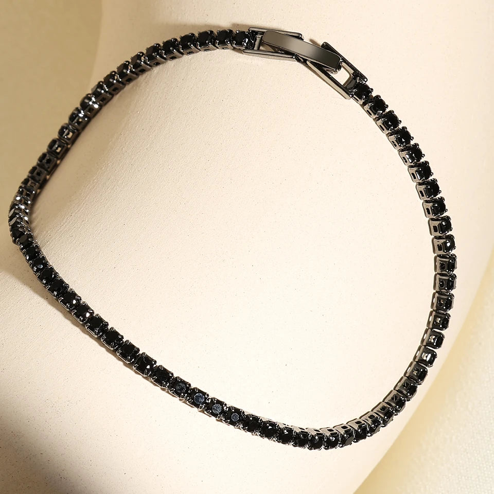 Uilz Exquisite Shiny Pink Black Zircon Decor Bracelets For Women Men Hip Hop Tennis Chain Fashion Party Jewelry Wholesale