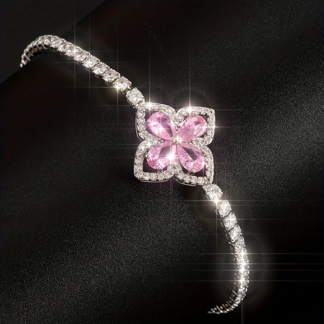 Advanced Flower Shaped Zircon Encrusted Bracelet With Niche Design Exquisite And Luxurious