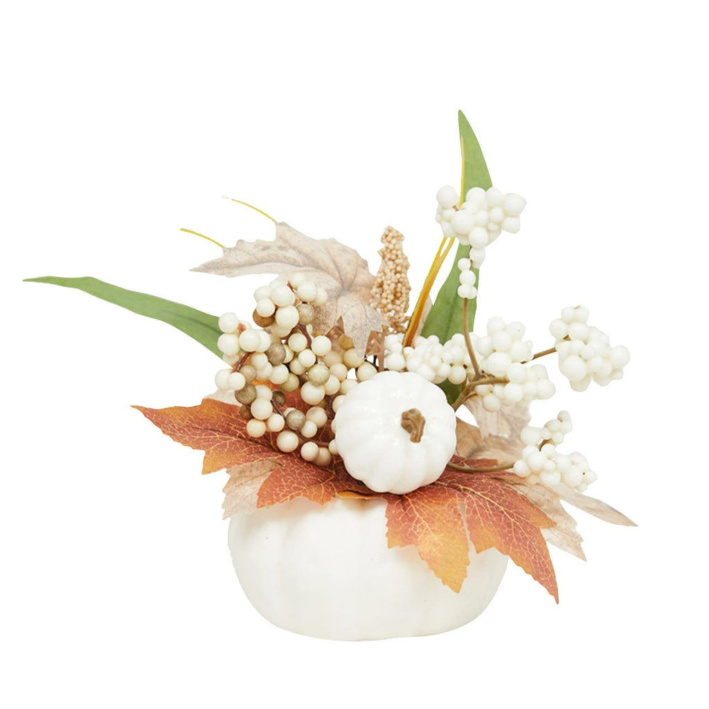 Autumn Table Centerpiece – Artificial Pumpkins & Maple Berries”