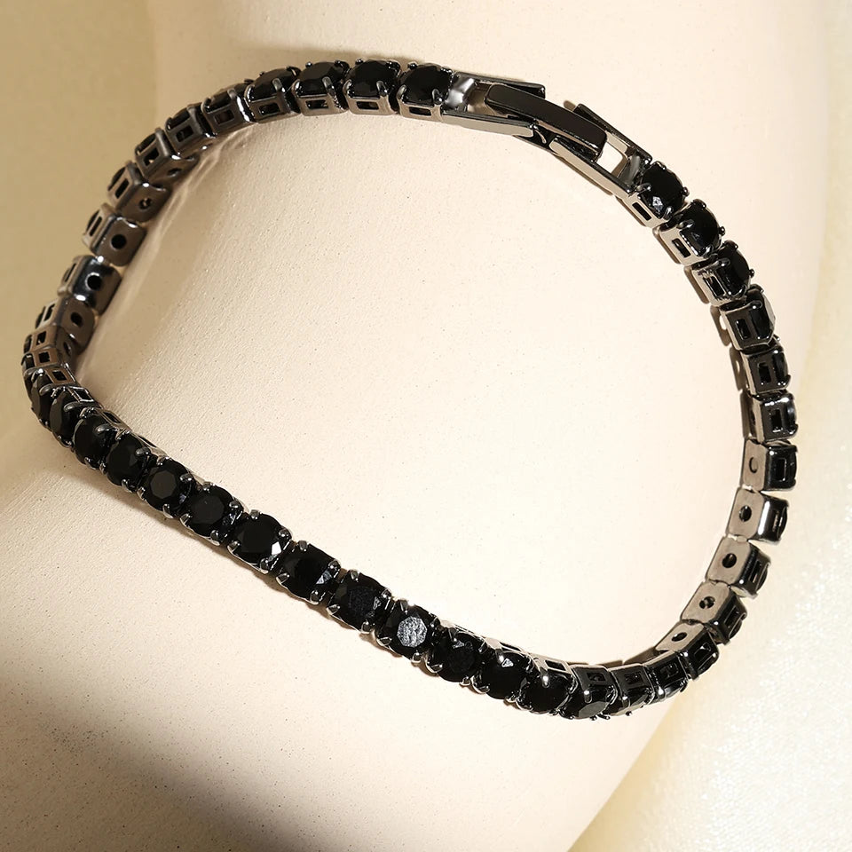 Uilz Exquisite Shiny Pink Black Zircon Decor Bracelets For Women Men Hip Hop Tennis Chain Fashion Party Jewelry Wholesale